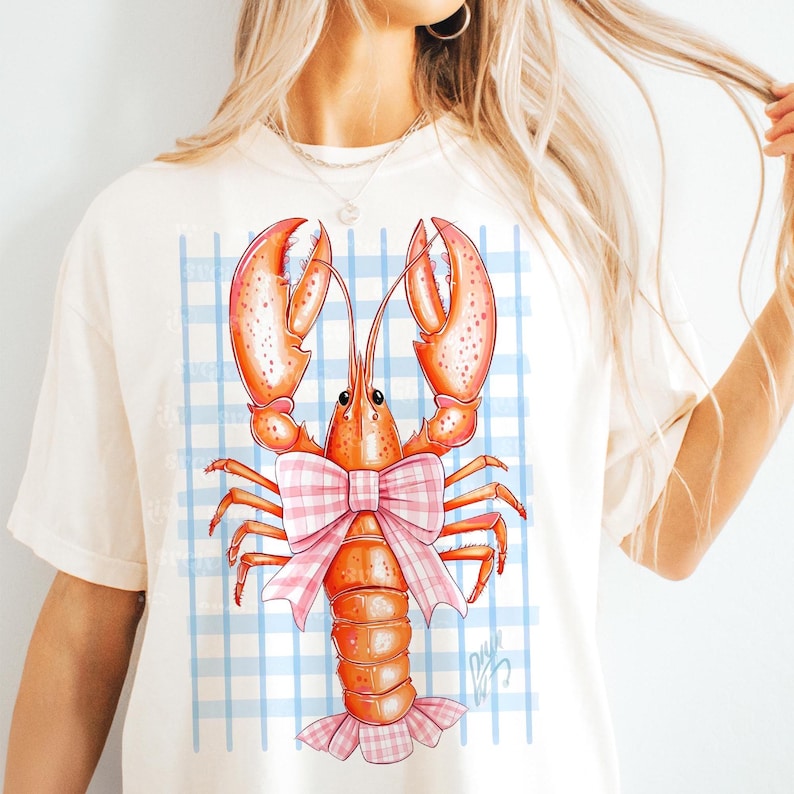 Küstenästhetik PNG, Kokette Hummer PNG, Preppy Küste PNG, Kokette Küste, Sommer Shirt Design Sublimation von SVGix Bild 2