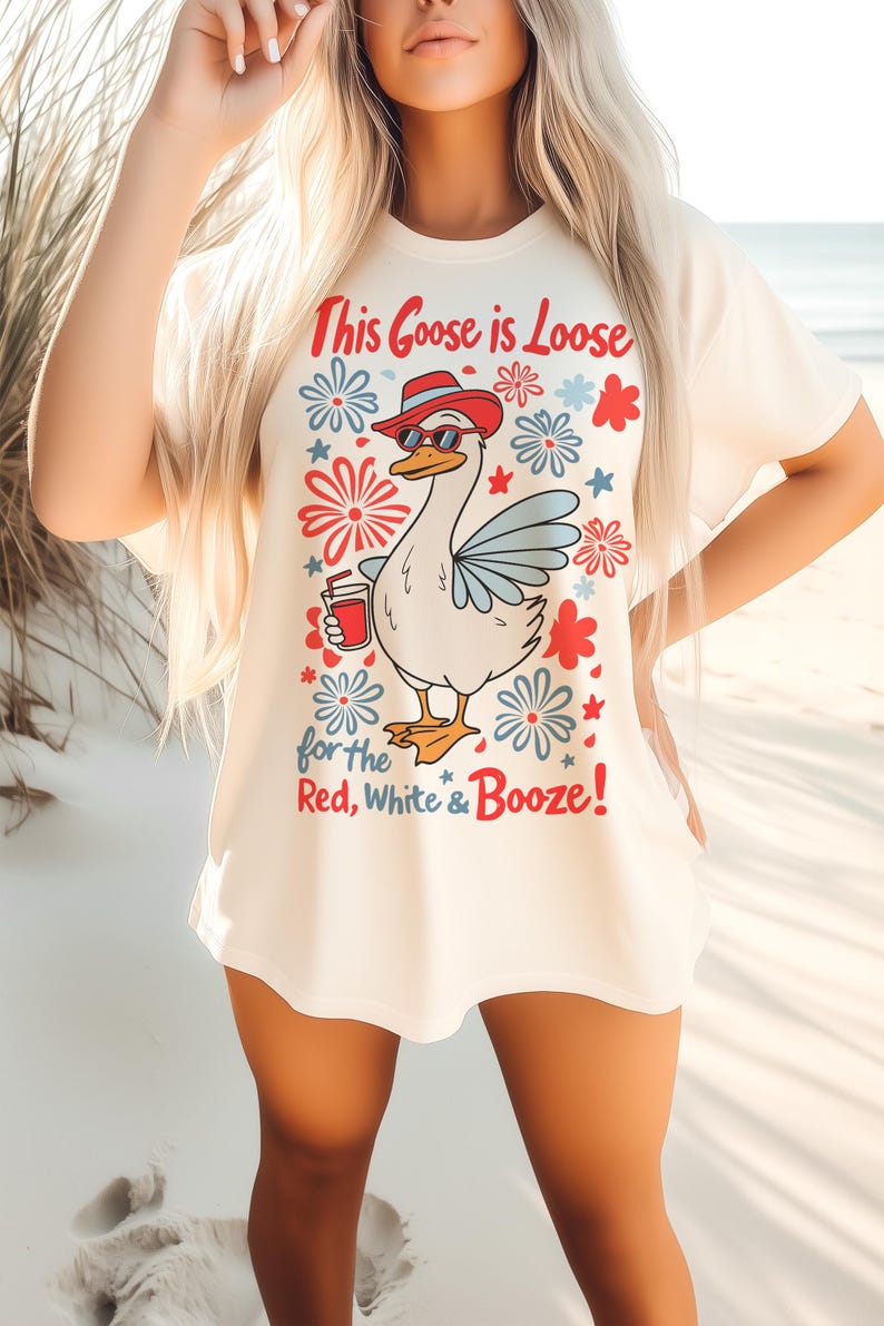 4.º ganso PNG, rojo blanco borracho PNG, este ganso está suelto SVG, 4 de julio PNG, diseño de camiseta patriótica de SVGix imagen 2