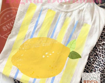 Lemon PNG, Summer Lemon PNG, Coastal Summer PNG, Lemon Stripe png, Citrus Fruit png, Italian Summer png