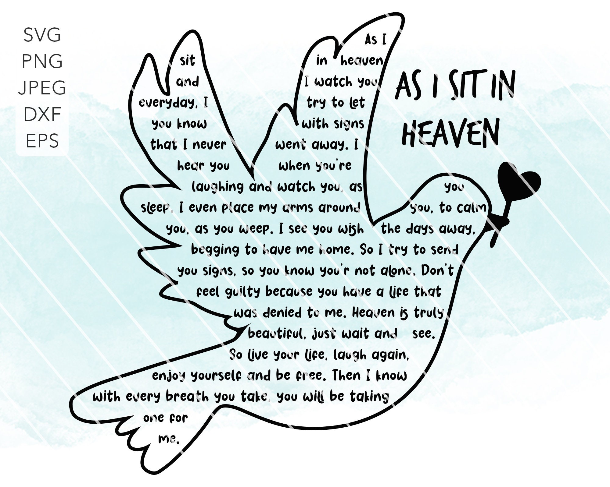 Memorial Dove Svg As I Sit In Heaven Poem Svg In Loving Etsy