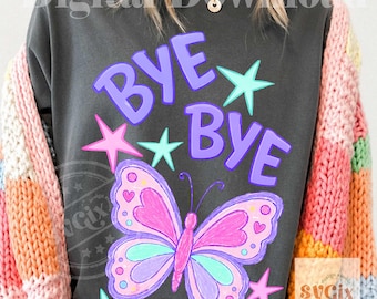 Bye Bye Butterfly png, Bye bye School PNG, last day school png, school end png, summer break png, teacher school png, butterfly school png