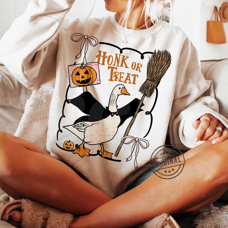 Halloween Goose png, Fun Halloween png, Honk or Treat PNG, Spooky png, Funny Halloween png, Spooky vibes png by SVGix image 2