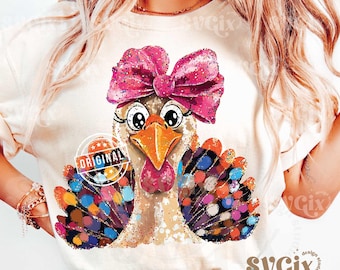 Coquette Turkey PNG, Fall turkey png, Girls fall png, Thanksgiving Fun png, Fall design png, Fall coquette png, Fall png designs by SVGix