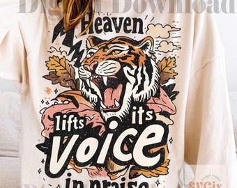 Fall Faith PNG, Fall Bible Verse Png, Fall God Png, Autumn Christian Png, Heaven's Lifts His Voice In Praise png, Psalm 19:1 png