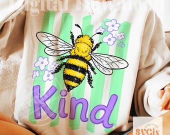 Be kind PNG, bee kind png, inspirational png, teacher bee png, floral bee png, positive quote png