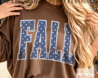 Fall PNG Design, Distressed Polka Dots Varsity Graphic for Autumn Shirts