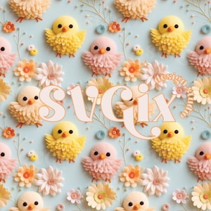 Impression 3D transparente de poussins de Pâques pour fille de Pâques sans couture pour sublimation de tissu par SVGix