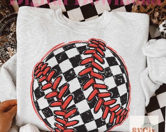 Checkered Baseball PNG, Baseball mom png, baseball grunge png, sporty png, game day png