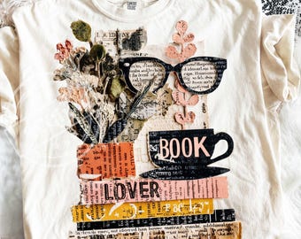 Book Lover Png, Faux Collage Png, Book Lover Png, Trendy Bookworm PNG
