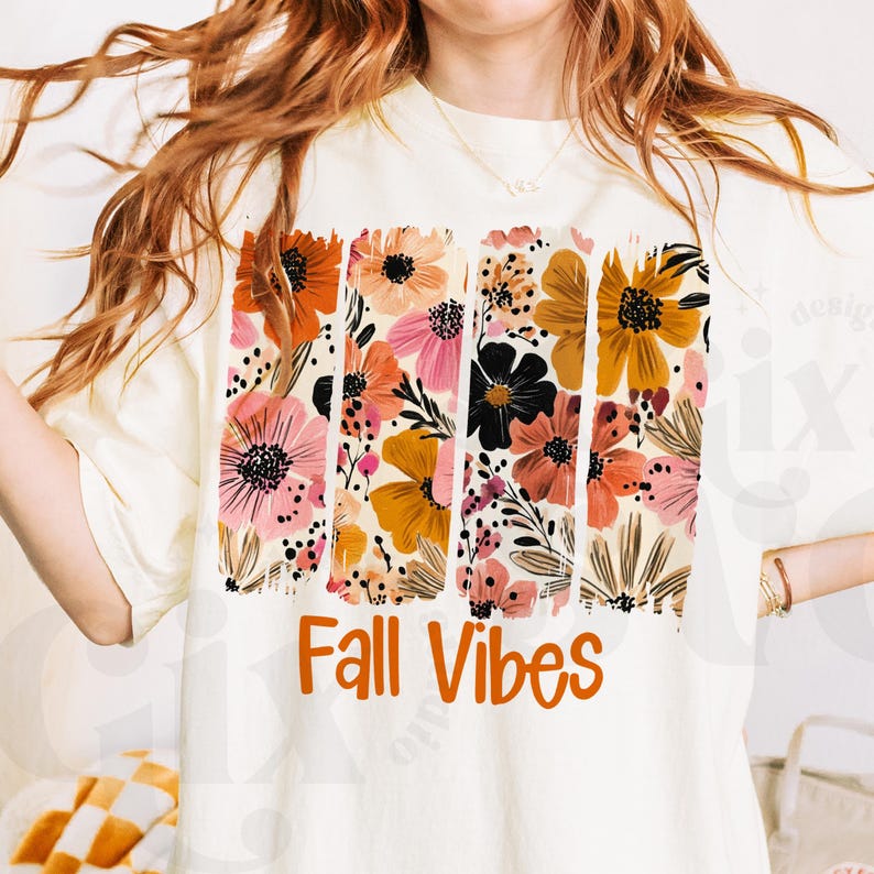 Boho Fall PNG, Fall Vibes PNG, Happy Fall Design Trendy Autumn fall floral design,fall flowers png,boho floral Digital Download Shirt Design image 10