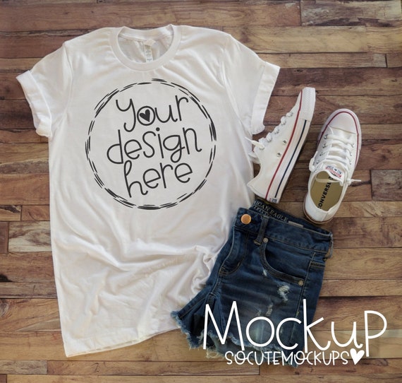 White T-Shirt Mock Up Bella Canvas White T