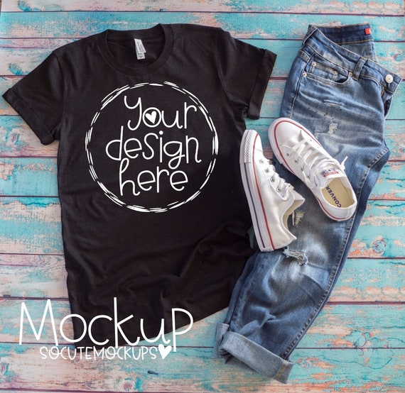 Download Free T-Shirt Mockup Black T-Shirt Mock Up Ladies Bella ...