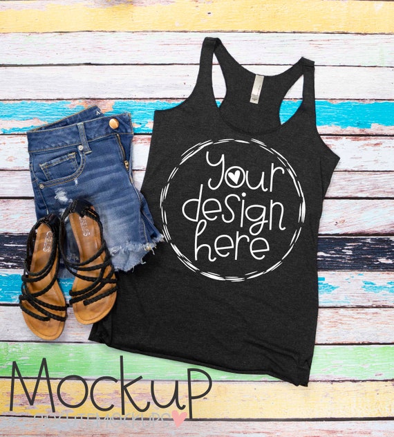 Bella Canvas Gray Tank Top Mockup T-Shirt Mockup Ladies