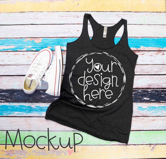 Gray T-Shirt Mockup Ladies Gray Tank Top Mock Up