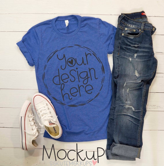 Download Bella Canvas Blue T-Shirt Mock Up T-Shirt Mockup - PSD ...