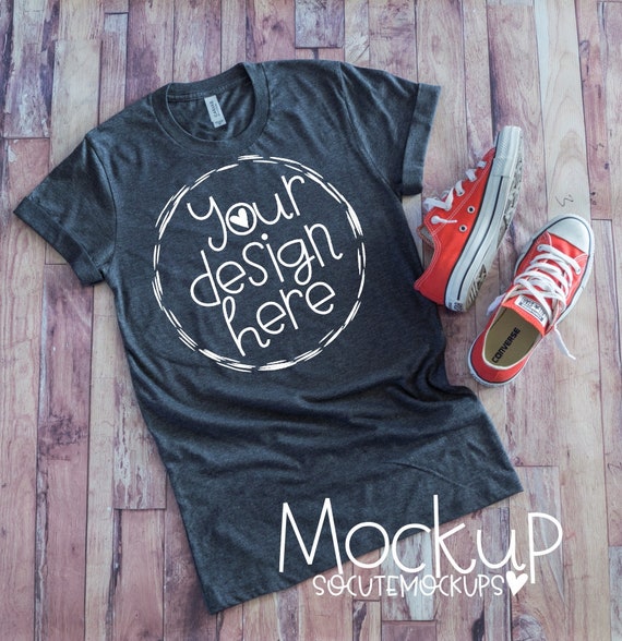 Bella Canvas 3001 Gray T-Shirt Mockup PSD Ladies