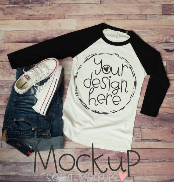 Baseball T Mockup 3 4 Sleeve Bella Canvas T-Shirt