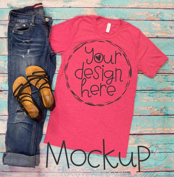 T-Shirt Mockup Bella Canvas Pink T-Shirt Mock