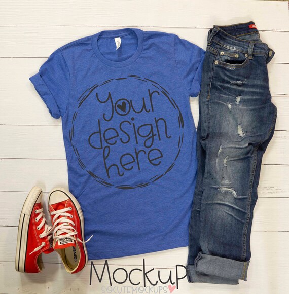 Download Free Bella Canvas Blue T-Shirt Mock Upt-Shirt Mockup (PSD) - Download Free Bella Canvas Blue T ...