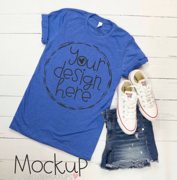 T-Shirt Mockup Bella Canvas Blue T-Shirt Mock