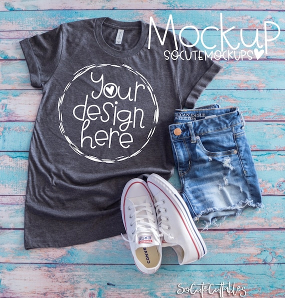 T-Shirt Mockup Ladies Shirt Mock Up Gray Bella Canvas