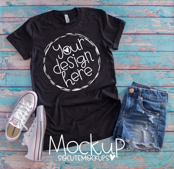 T-Shirt Mockup Girls Mockup Ladies Bella Canvas Black