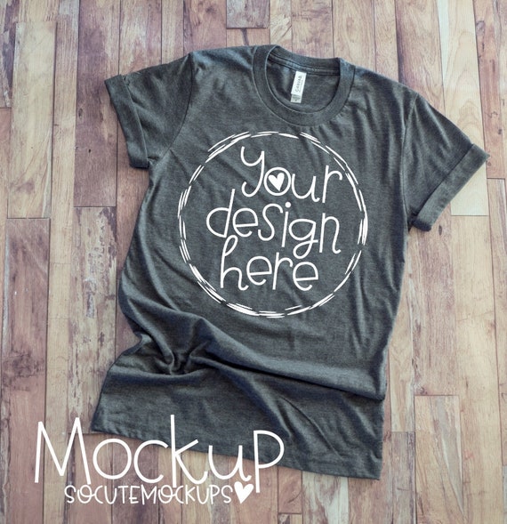 T-Shirt Mockup Ladies Gray T-Shirt Mock Up Bella Canvas
