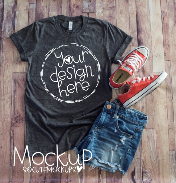 T-Shirt Mockup Bella Canvas 3001 Gray T-Shirt Mockupladies Gray