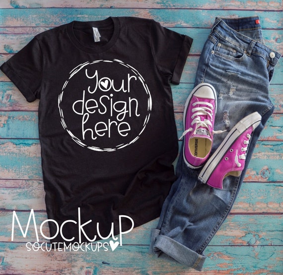 Black T-Shirt Mock Up T-Shirt Mockup Ladies Bella