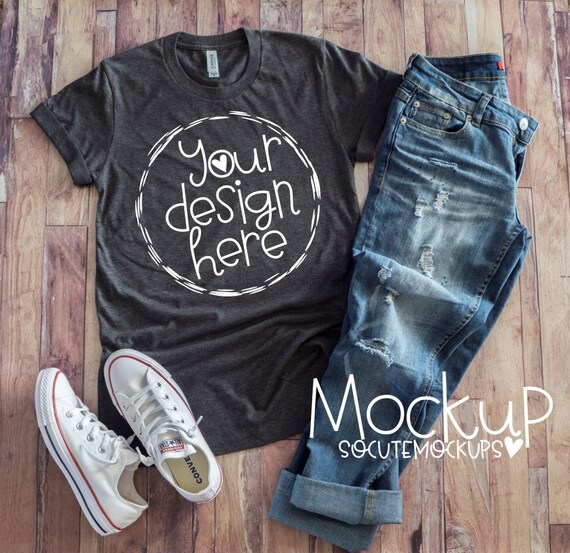 T-Shirt Mockup Ladies Shirt Mock Up Bella Canvas Gray