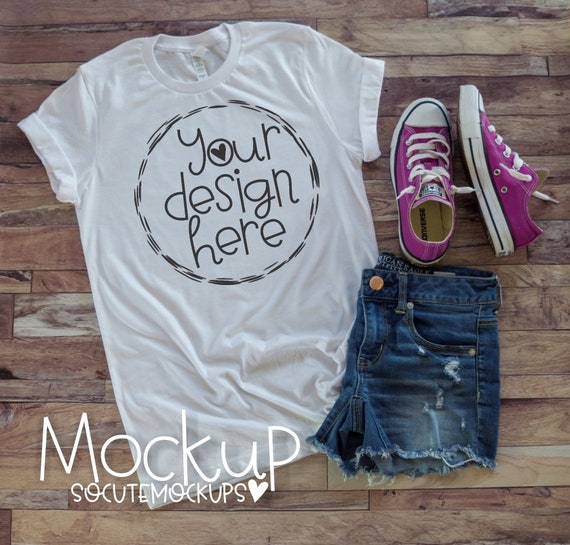 White T-Shirt Mock Up Bella Canvas White T