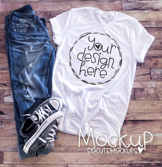 White T Shirt Mockup White Flat Lay Shirt Mockup Design Etsy
