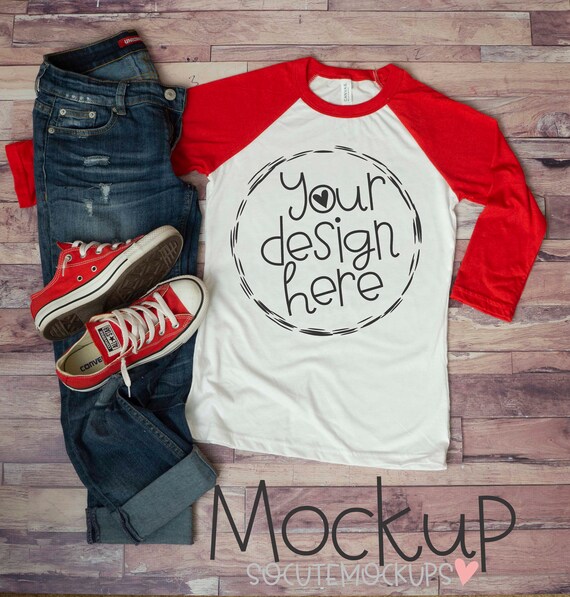 Baseball T Mockup 3 4 Sleeve Bella Canvas T Shirt Mock Up Etsy