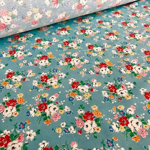 Cath Kidston, Clifton Rose Blue, 100% Cotton Haberdashery Fabric By The Metre
