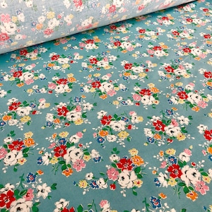 Cath Kidston, Clifton Rose Blue, 100% Cotton Haberdashery Fabric By The Metre