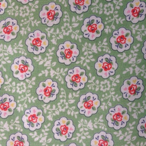 Cath Kidston, Kempton Rose Green, 100% Cotton Haberdashery Fabric By The Metre