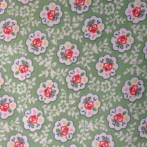 Cath Kidston, Kempton Rose Green, 100% Cotton Haberdashery Fabric By The Metre