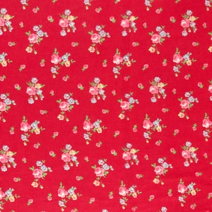 Cath Kidston, Rose Bud Red, 100% Cotton Haberdashery Fabric By The Metre