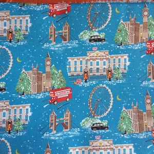 Cath Kidston, London Scene Christmas, tecido 100% algodão pato por metro