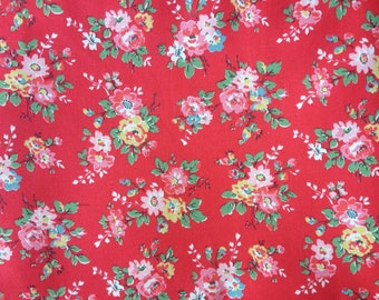 Cath Kidston, Kingswood Rose Red, 100% Cotton Duck Fabric By The Metre