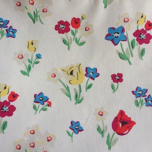Cath Kidston, Paradise Bunch White, 100% Cotton Duck Fabric By The Metre