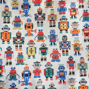 Cath Kidston, Robots, 100% Cotton Duck Fabric By The Metre