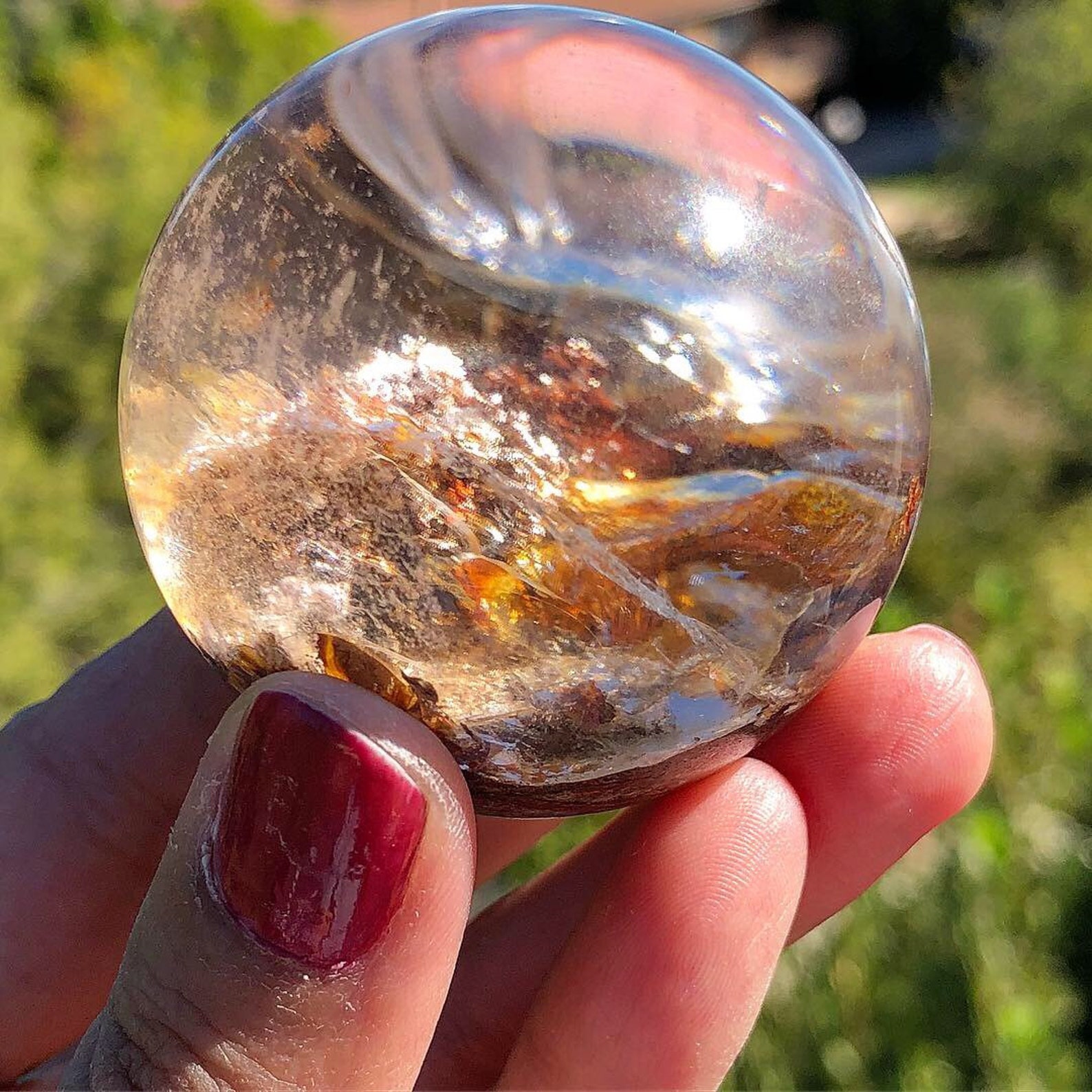 Rare Colorful Lodolite Garden Quartz Golden Healer Sphere Etsy Ireland