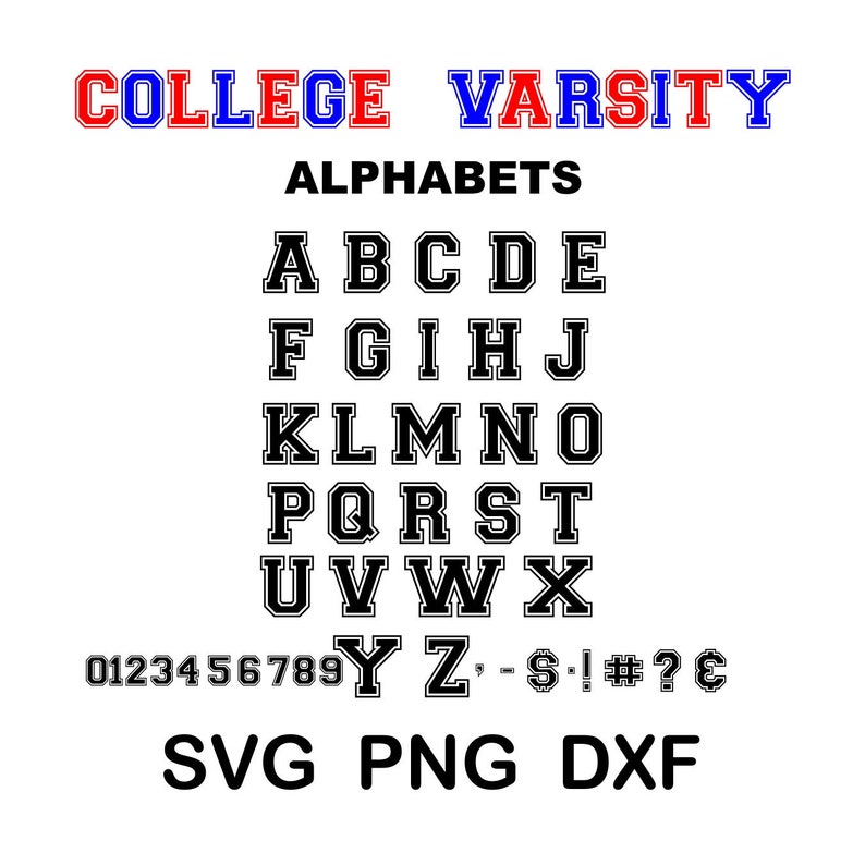Download Varsity Font Svg Commercial Use College Font Sports Font Sporty Font Letters Alphabets Numbers Cricut Silhouette Svg Png Dxf Clip Art Art Collectibles Kientructhanhdat Com