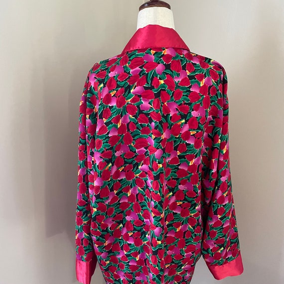 Vintage Victoria's Secret Red Pink Floral Satin B… - image 7