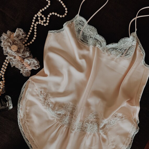 Vintage Christian Dior Satin Lace Peachy Pink One