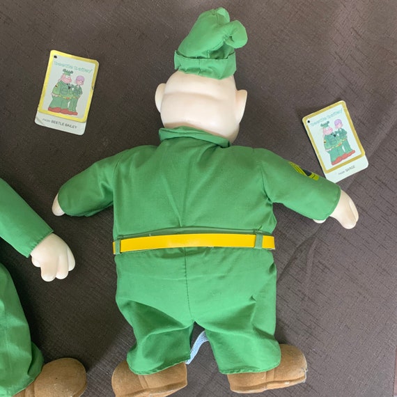 Vintage 1980s Beetle Bailey and Sarge Plush and Vinyl Dolls