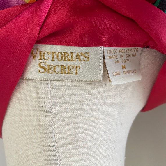 Vintage Victoria's Secret Red Pink Floral Satin B… - image 8