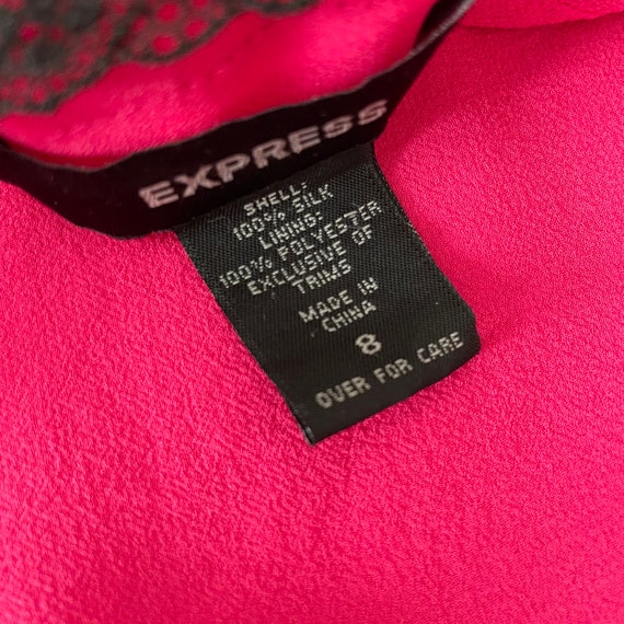 Vintage y2k Express 100% Bright Pink Silk Black L… - image 9
