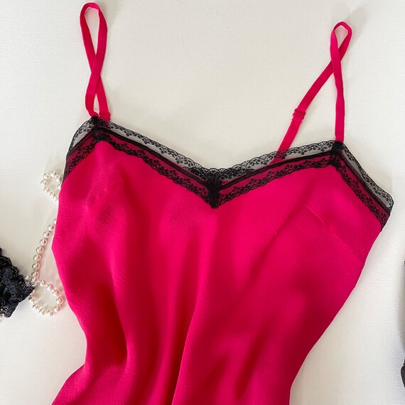 Vintage y2k Express 100% Bright Pink Silk Black L… - image 4